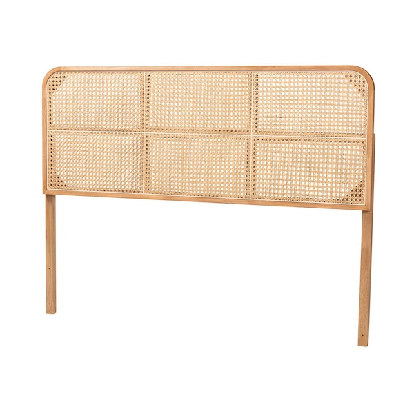Bali & Pari Lainer Modern Bohemian Natural Brown Finished Bayur Wood and Rattan Queen Size Headboard 236-13314-ZORO - main